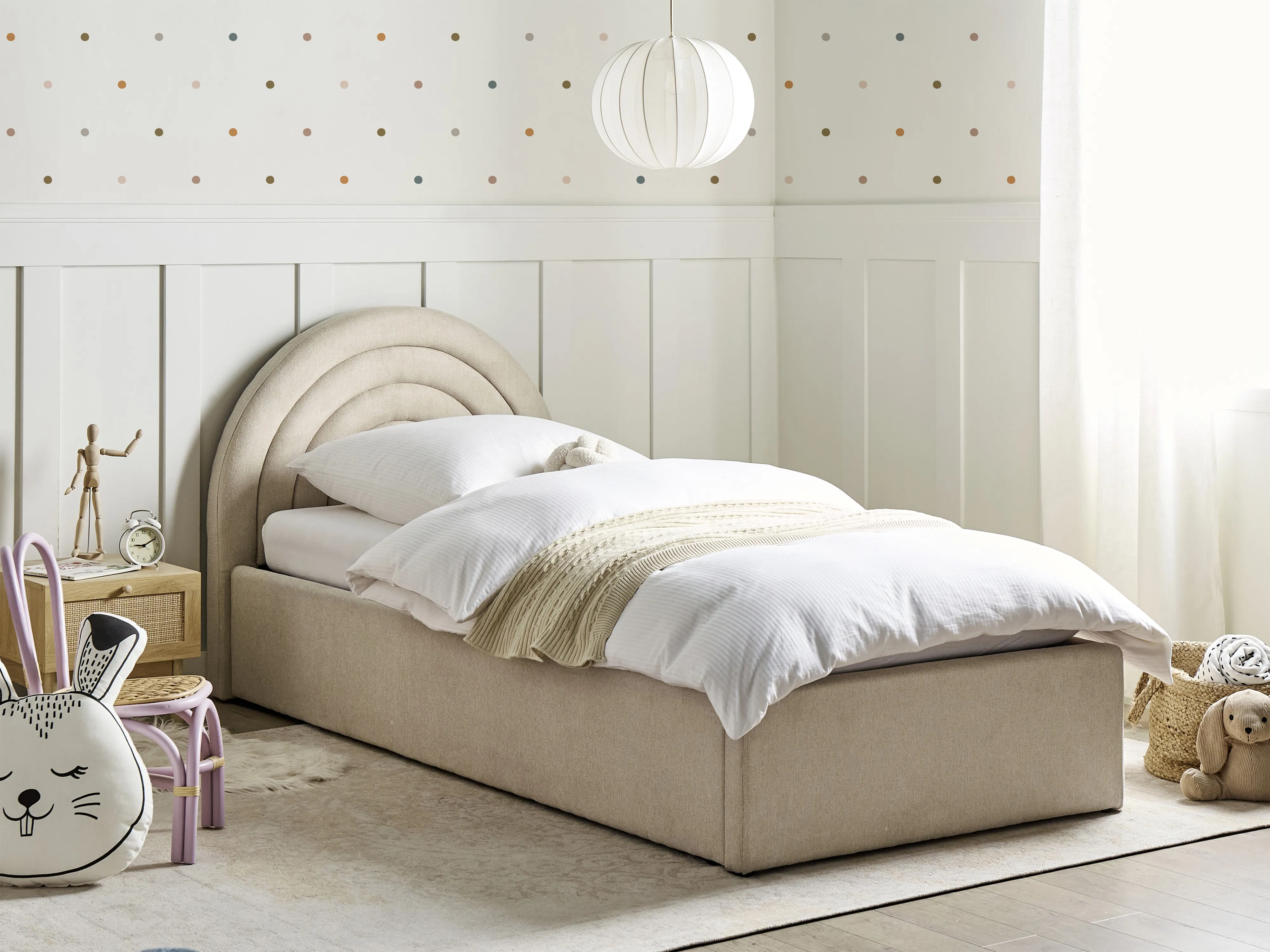 Kinderbed met opbergruimte Stof ANET 90 x 200 cm Beige