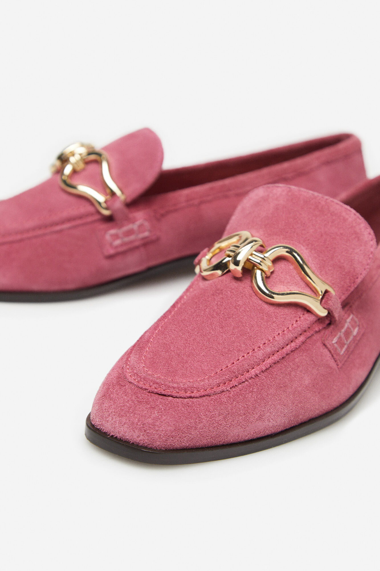Mocassins de couro com fivela - Fúcsia