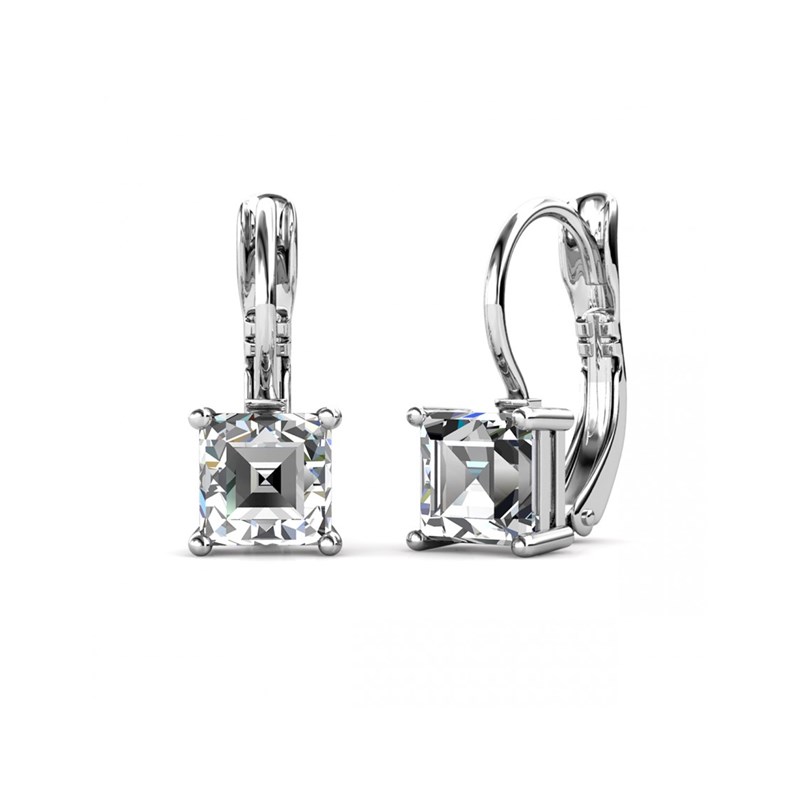Boucles d'oreilles Square - Argenté et Cristal
