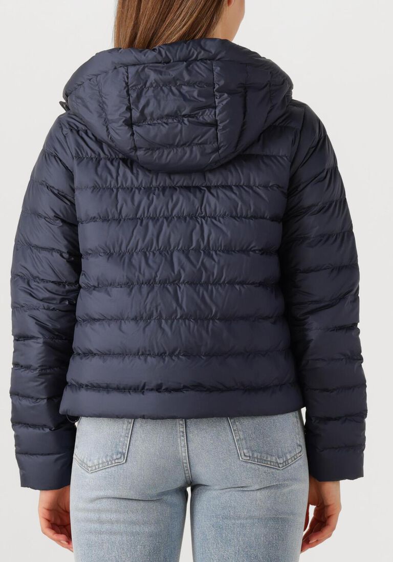 donkerblauwe woolrich leren jas quilted hooded jacket