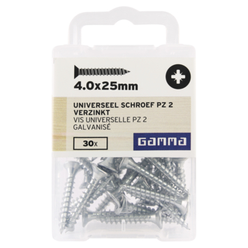 GAMMA schroef universeel platkop verzinkt 4.0x25 mm 30 stuks