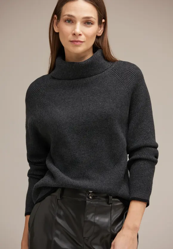 Rollkragenpullover - anthracite melange