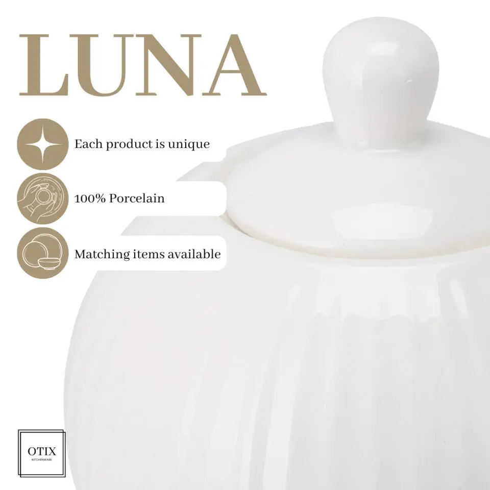 OTIX Suikerpot met Deksel 300ml Wit Porselein LUNA