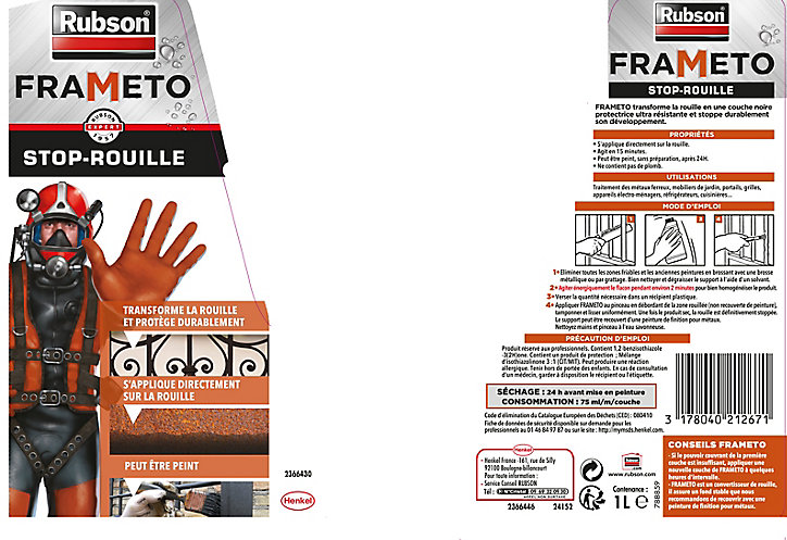 Anti-rouille extérieur Rubson Frameto bidon 1L