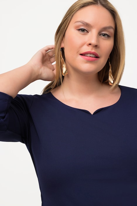 Midikleid, elastische Taille, Herzausschnitt, 3/4-Arm
