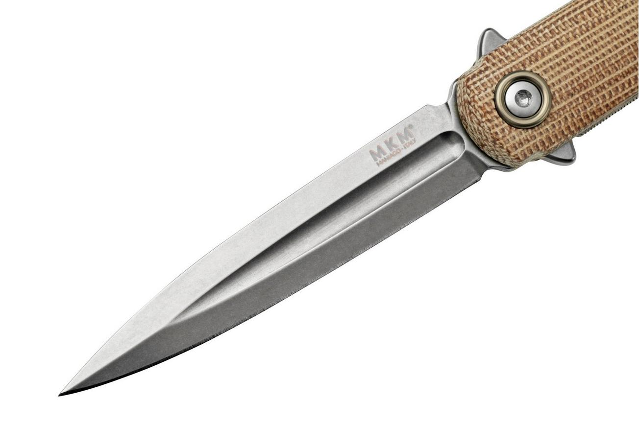MKM Flame Light FL02L-NC dagger, natural micarta, zakmes