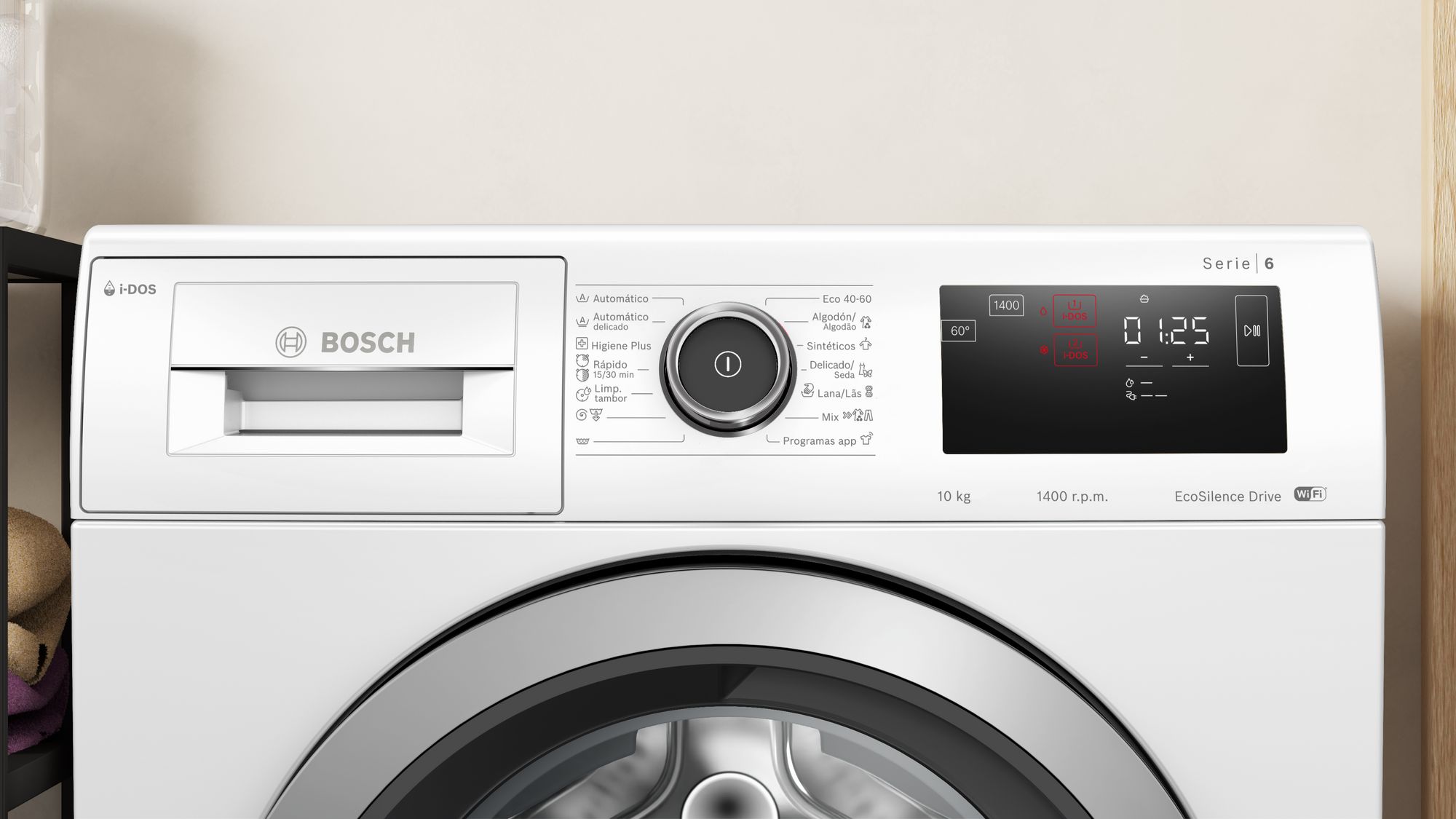 Máquina de lavar roupa de carregamento frontal Série 6, 10 kg, 1400 rpm, WAL28PH1ES