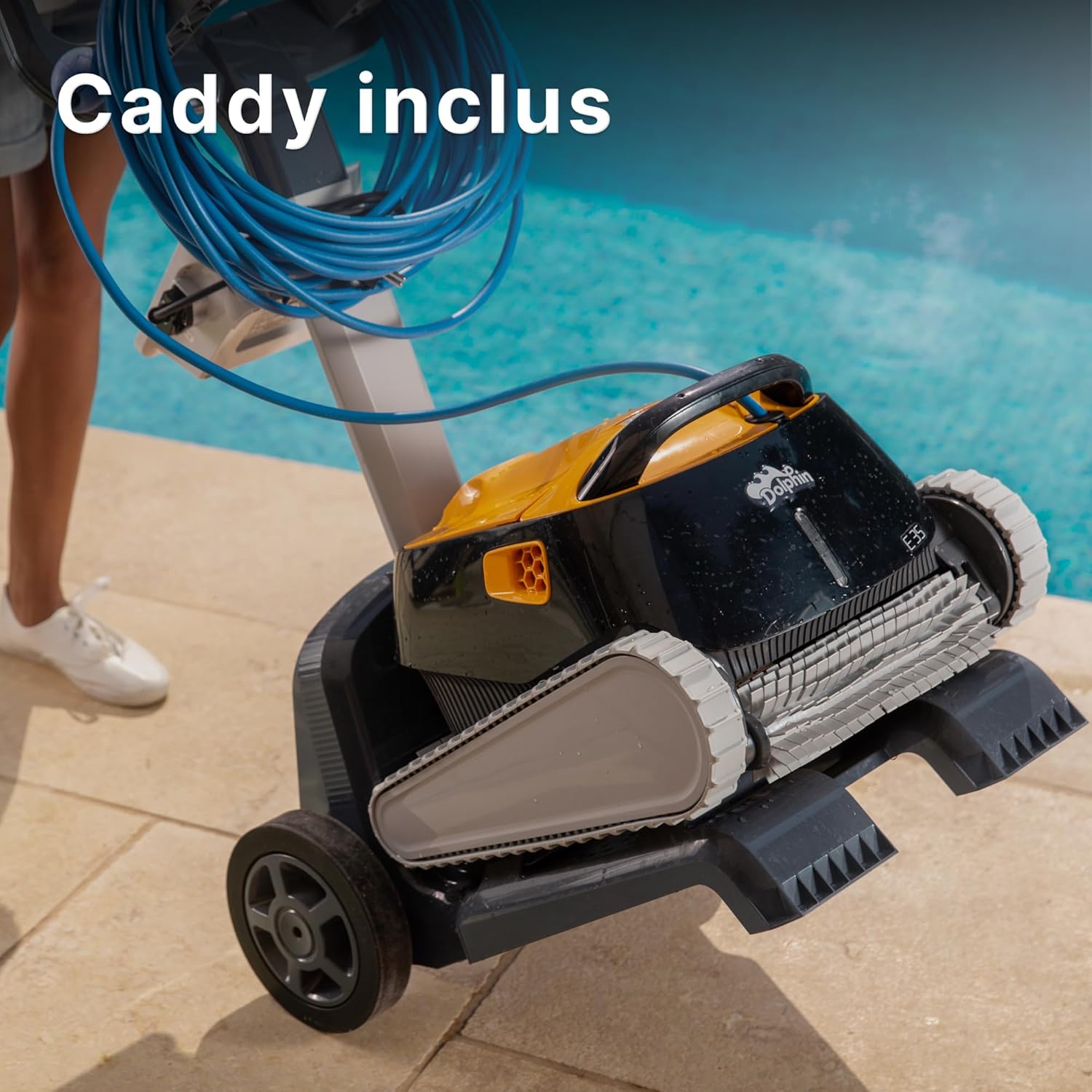 Dolphin E35 Robot Nettoyeur électrique avec Fil pour Piscine Hors-Sol Jusqu’à 12 m - Nettoyage Fond, parois et Ligne d'eau - Système de Scan Intelligent