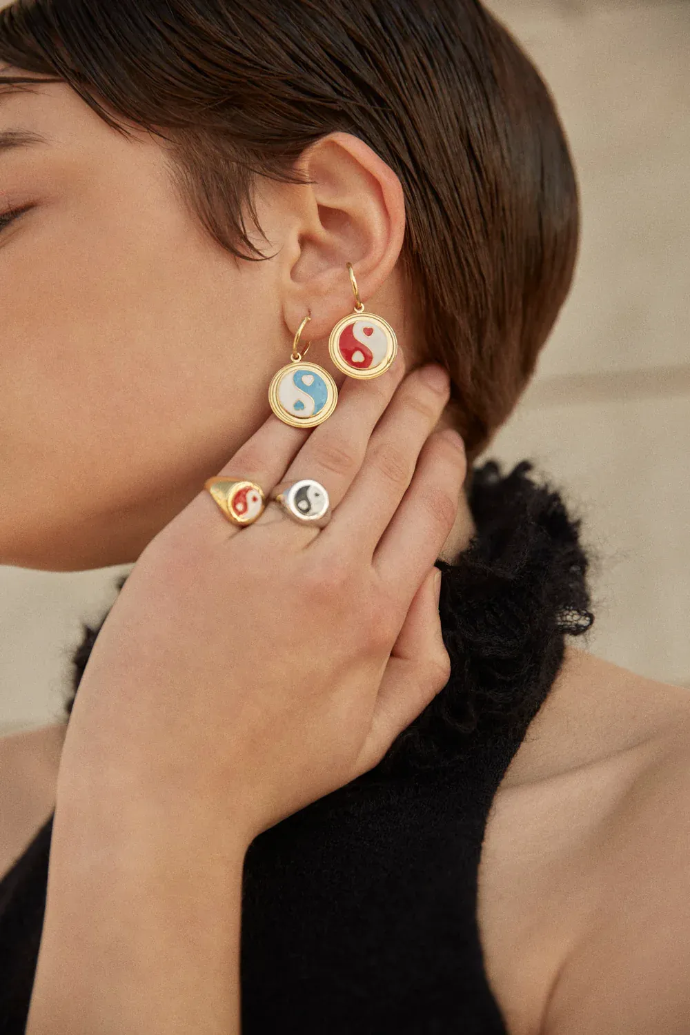 Bague Argent Noir Yin Yang Wilhelmina Garcia