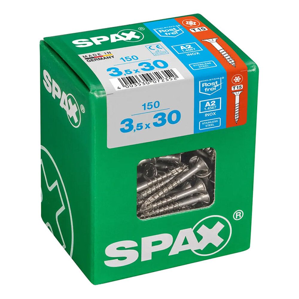 UNIVERSALSKRUE SPAX RUSTFRI A2 3,5X30MM 150 STK