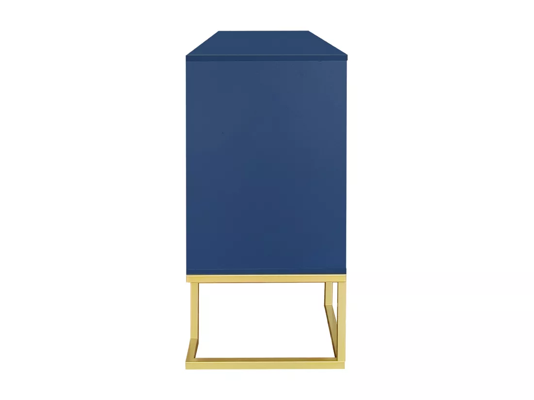 Commode buffet haut avec 3 portes bleu marine motif de forme U H81/B138/T40 CRUUGREN BLUE