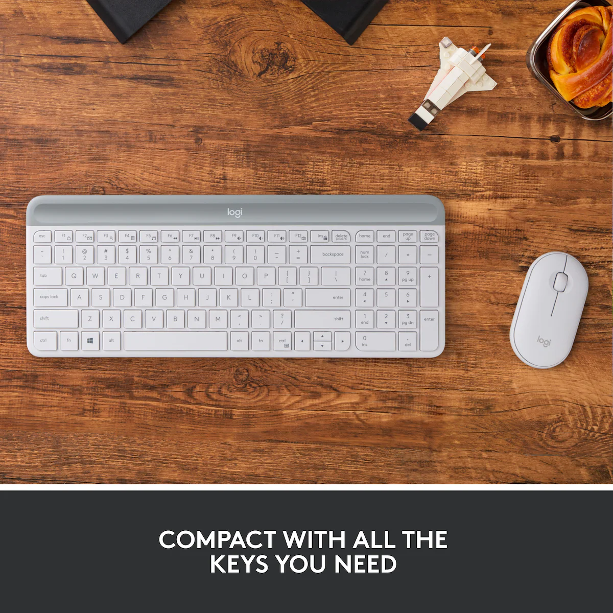 Logitech MK470 Slim Combo datamus og tastatur (hvit)