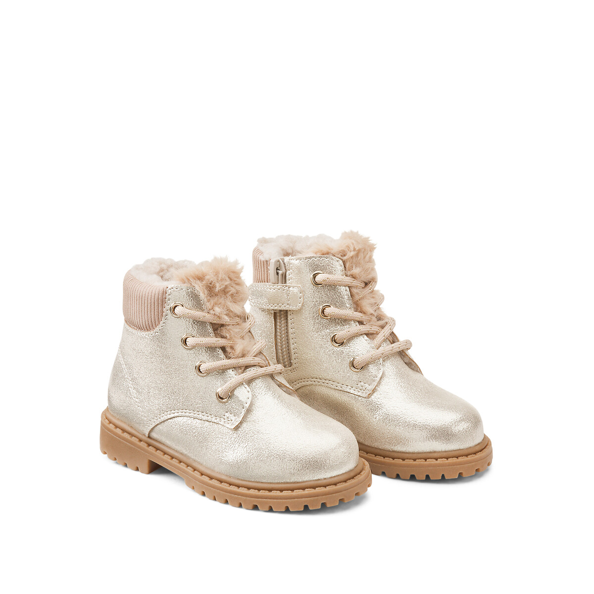 COLEÇÃO LA REDOUTE<br>Botas de cano curto forradas com zíper e cadarço