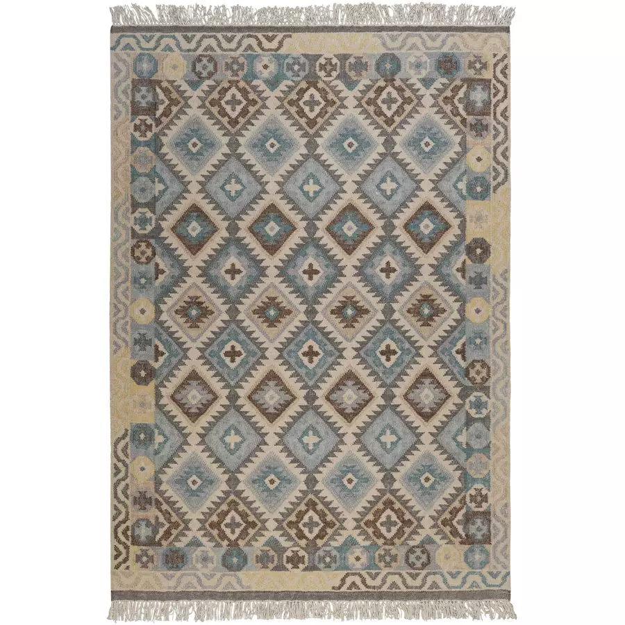 Green Looop Handweb-Teppich Migny blau