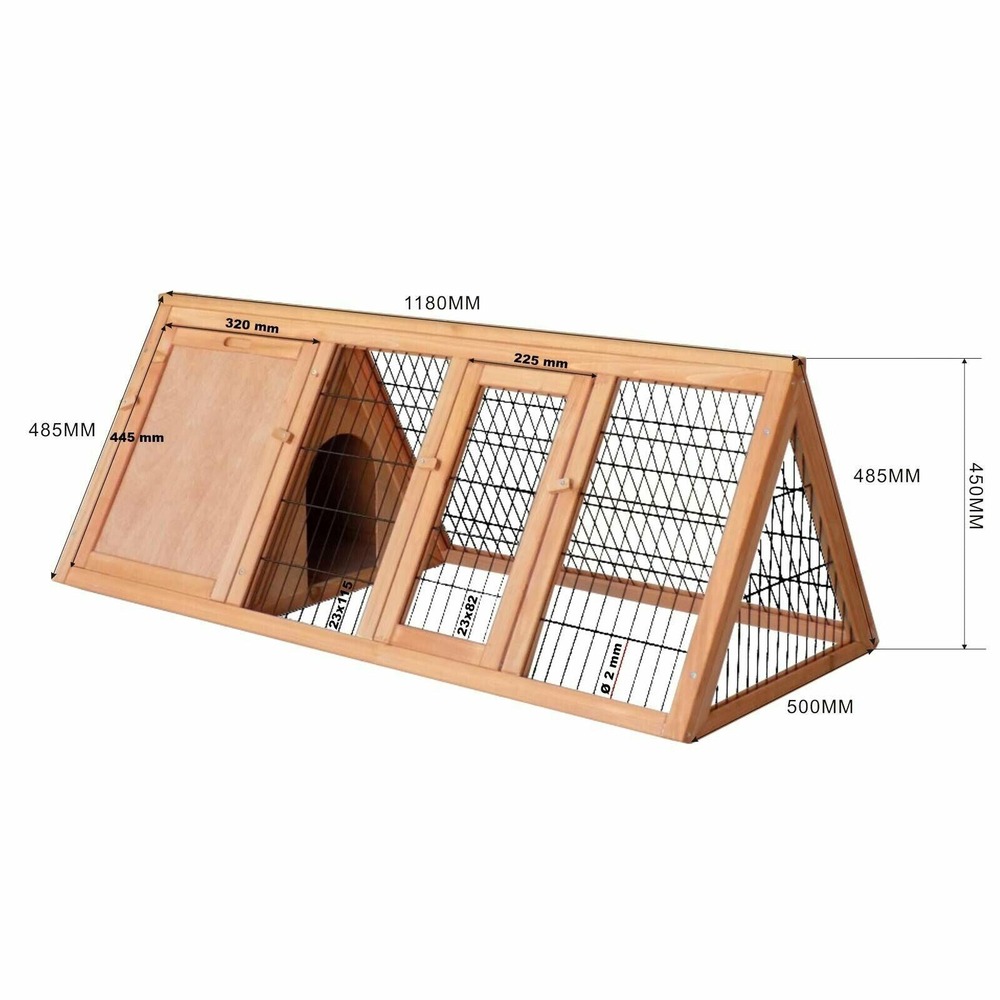 Clapier à lapin espace extérieur bois d'épicéa petits animaux enclos 118 cm extérieur