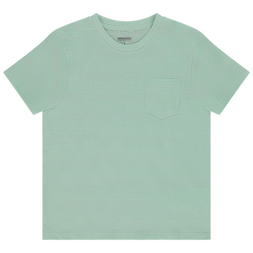 T-shirt manches courtes uni effet bandes texturées pour garçon - Vert