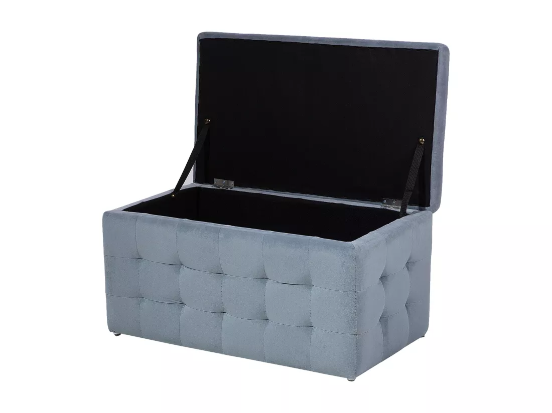 Pouf de rangement MICHIGAN Velours 72 cm 42 cm Gris clair