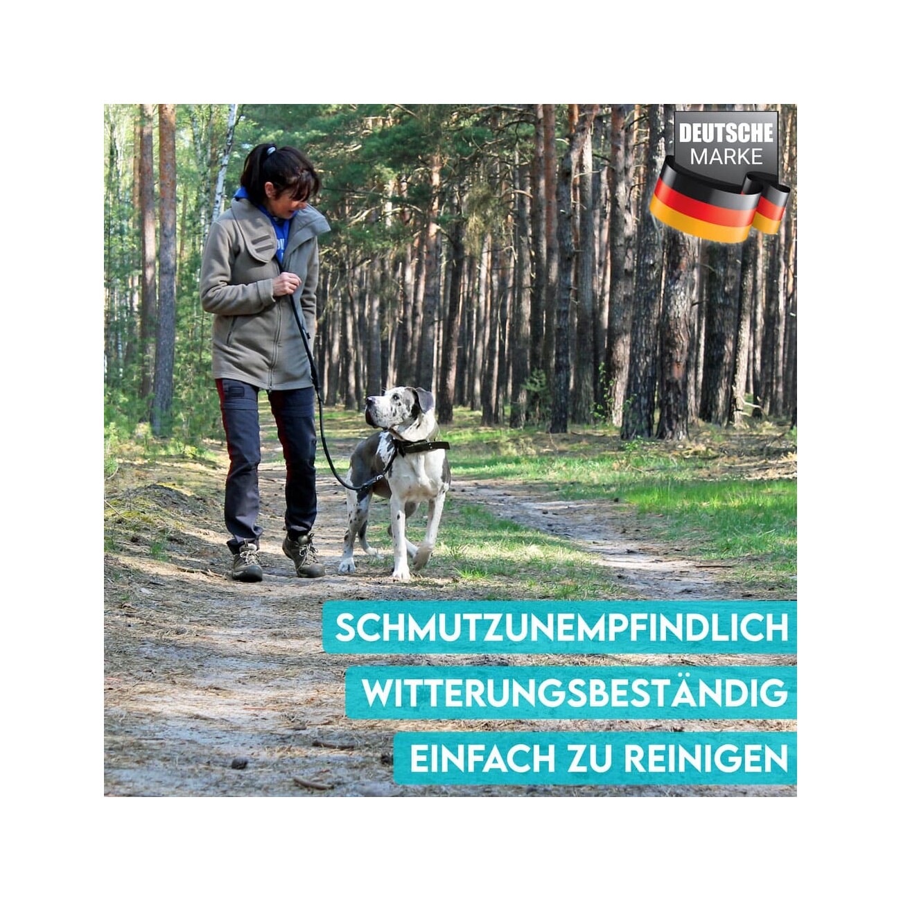 HUND IST KÖNIG ® 2,3 m verstellbare Führleine für Hunde schwarz 1,2 cm, 2,3 m