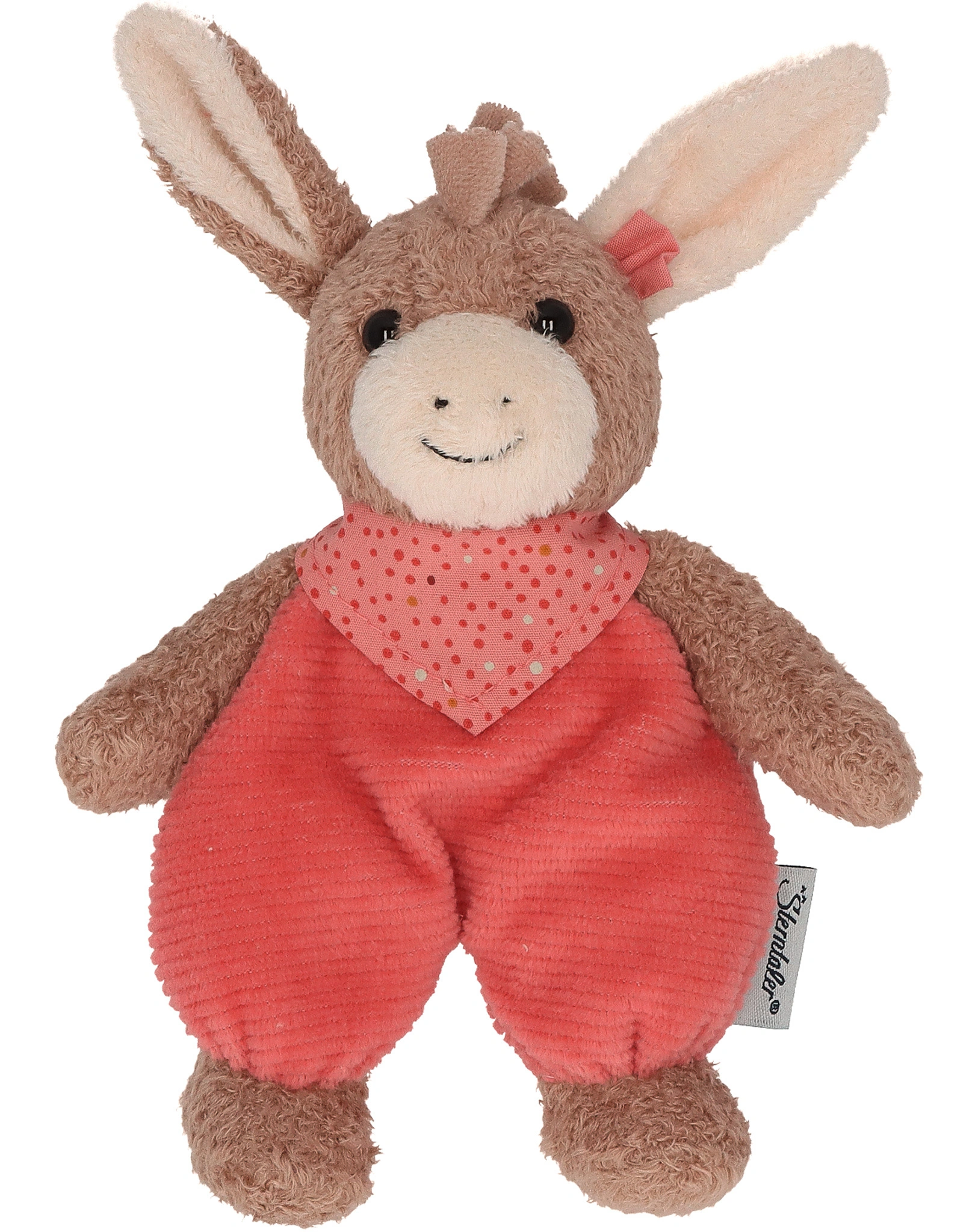 Mini-Spieltier ESEL EMMILY ( 17 cm) mit Rassel in hellrot