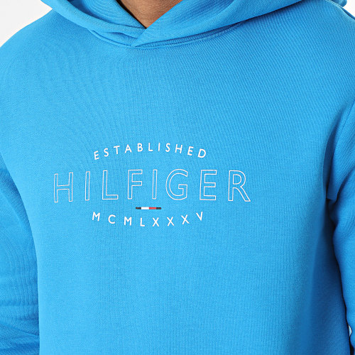 Sweat Capuche Hilfiger Curve Logo 0013 Bleu Clair