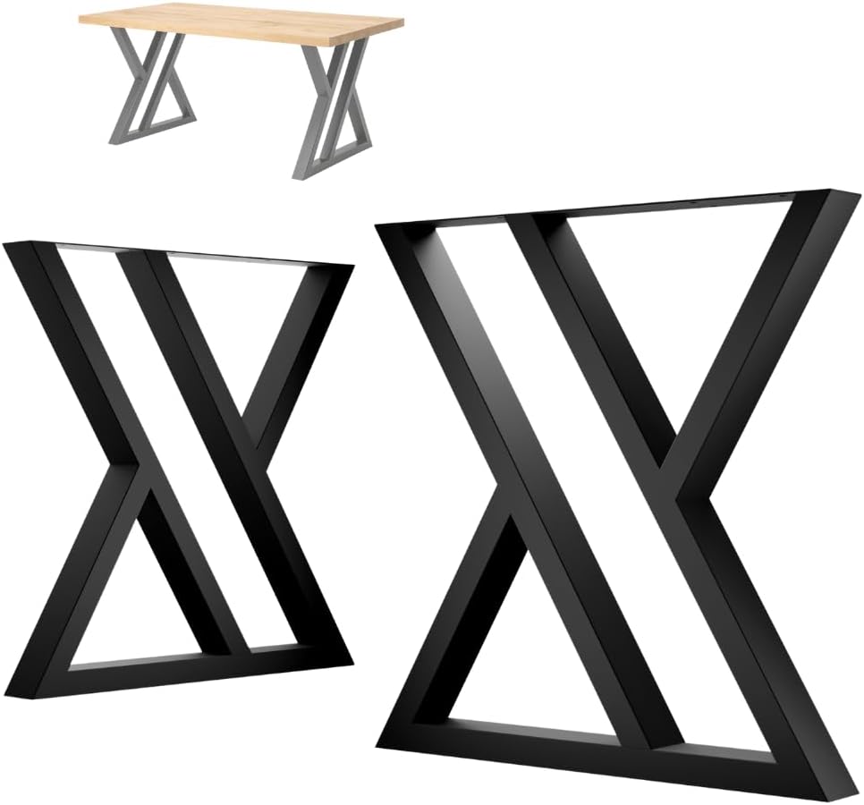 Tischfüsse Tischbeine Metall Schwarz - 2 Stück Tischfüße Tischgestell Metall 7 x 72 cm Tischkufen DIY - Tischbein Set - Tischfuß Loft. Industriestil für Couchtisch. Esstisch. Schreibtisch