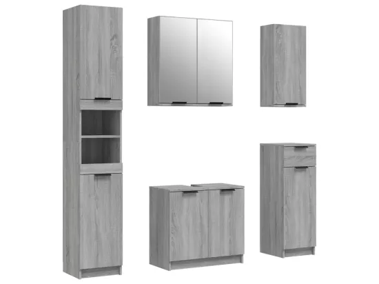 Meubles de salle de bain 5 pcs Sonoma gris Bois d'ingénierie