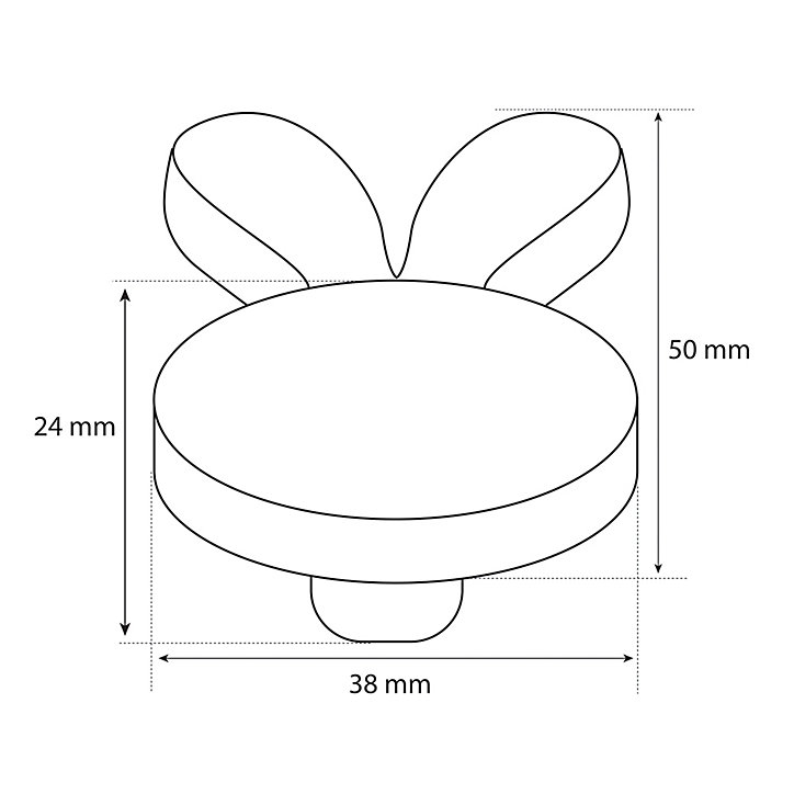 Lot 4 boutons de meuble pin blanc Chrisligne L.50 x l.38 mm