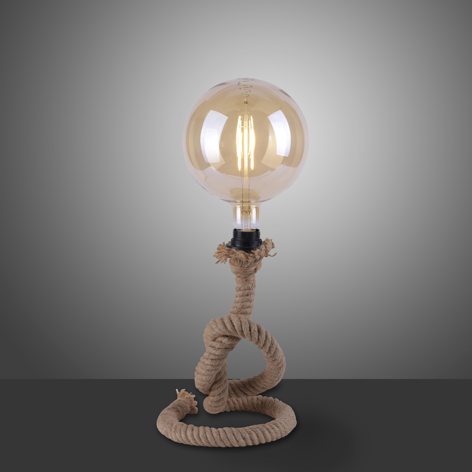 Tischleuchte - beige - Hanfseil - 33 cm
