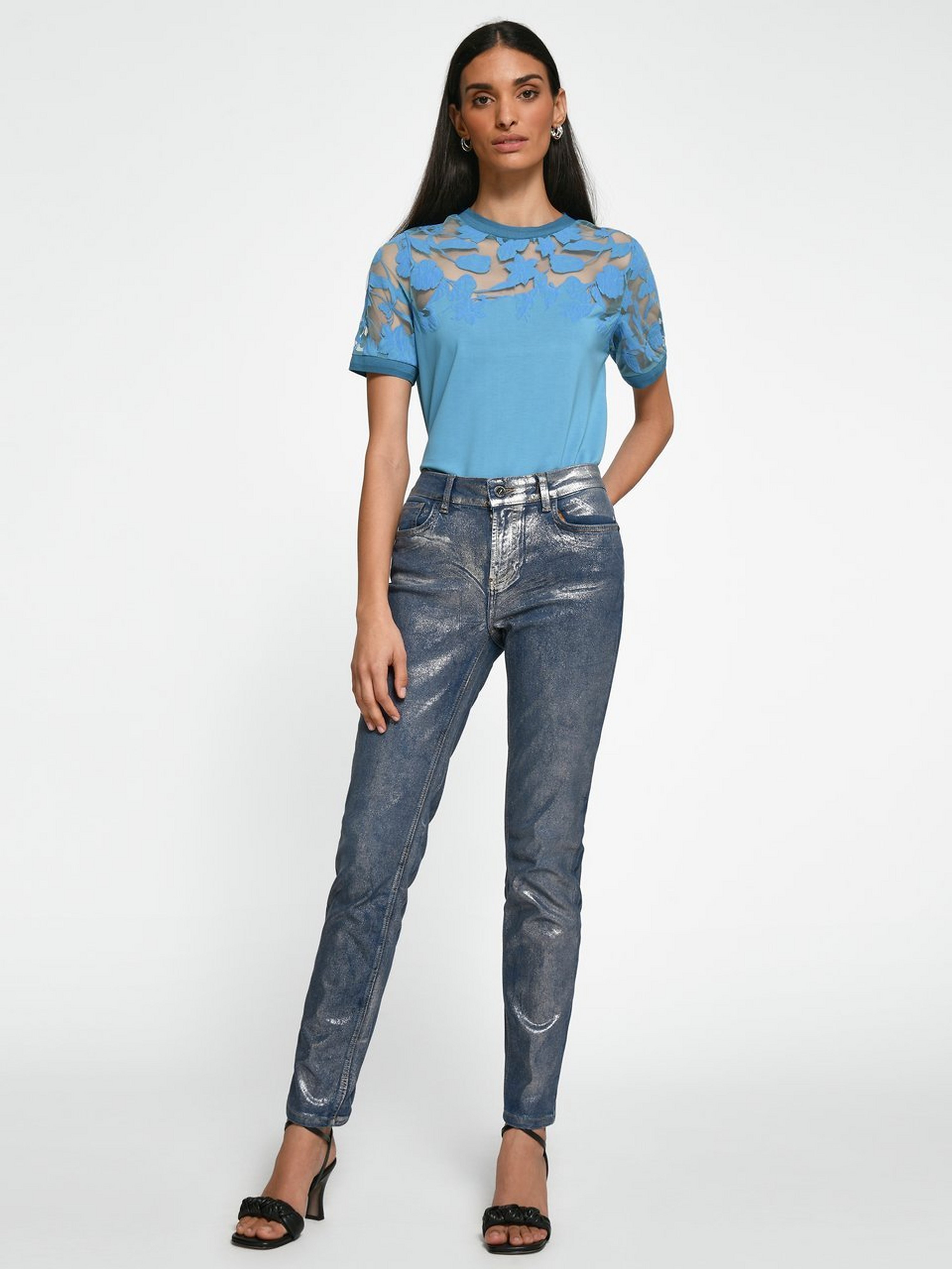 Rundhals-Shirt mit 1/2-Arm