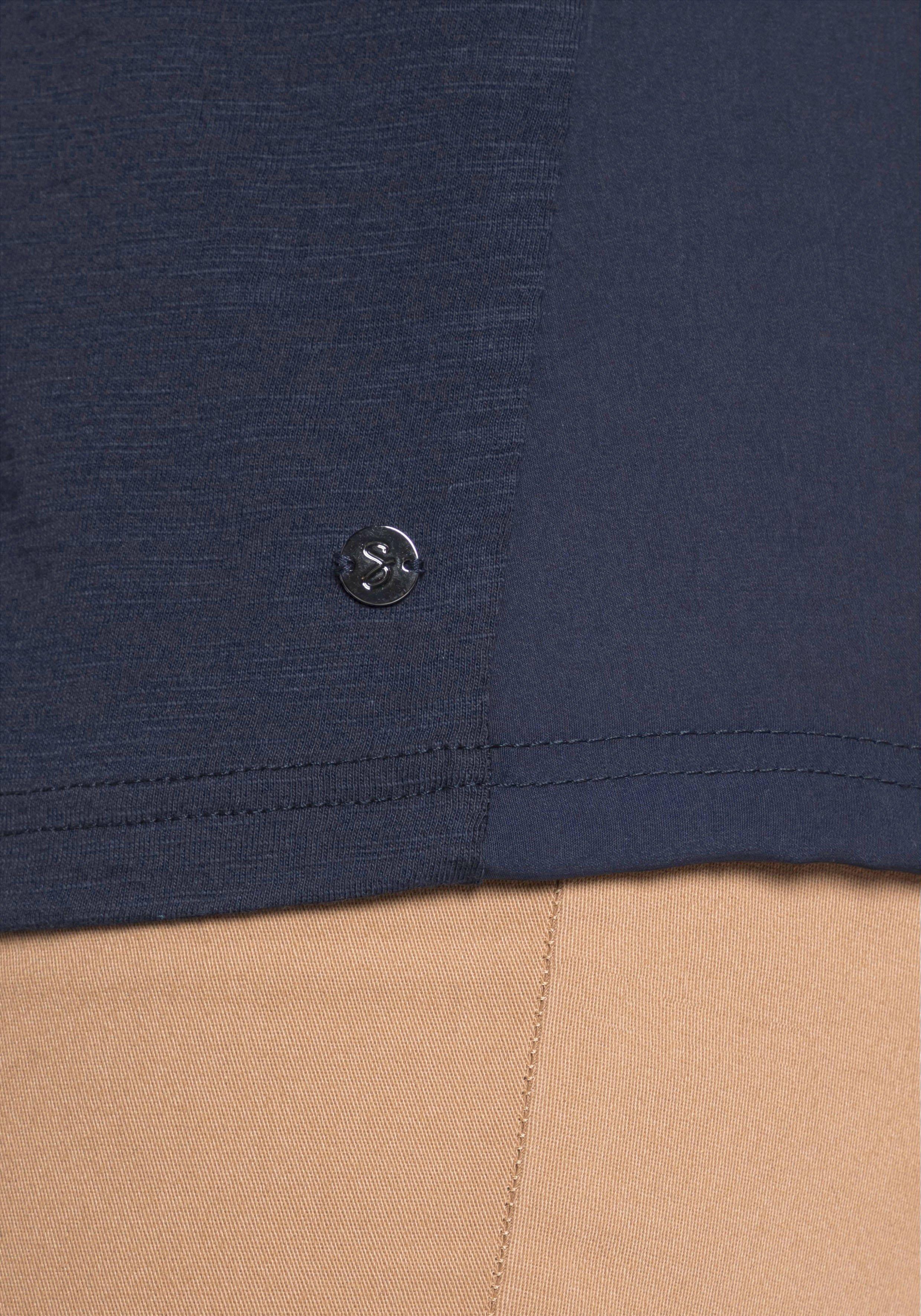 3/4-Arm-Shirt mit Einsatz aus Blusenstoff seitlich