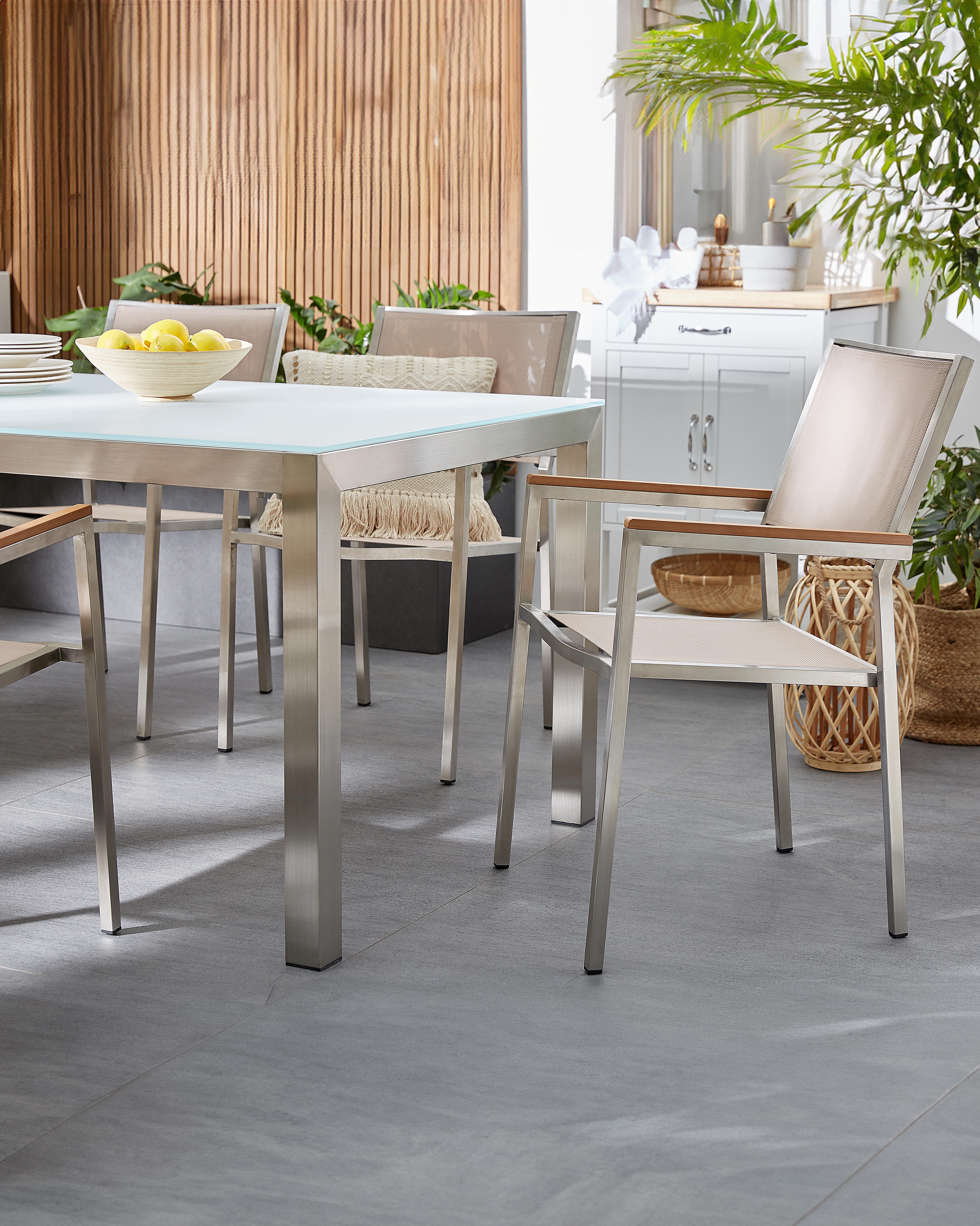 Set van 6 tuinstoelen GROSSETO Roestvrij staal Beige