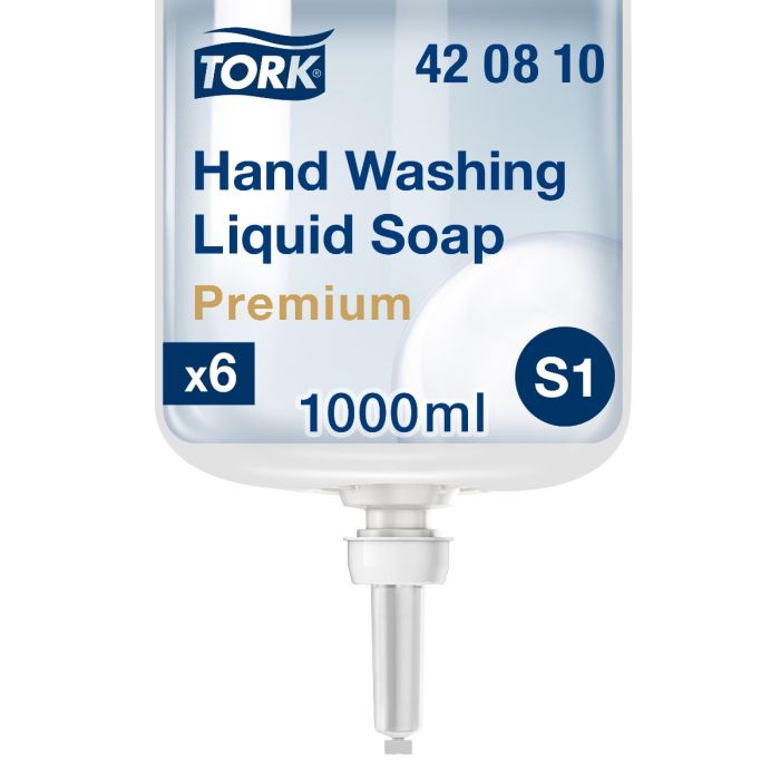 Tork 420810 6st Premium vloeibare zeep X-Hygiëne HD antibacterieel, 6x1ltr, S1 (420810)