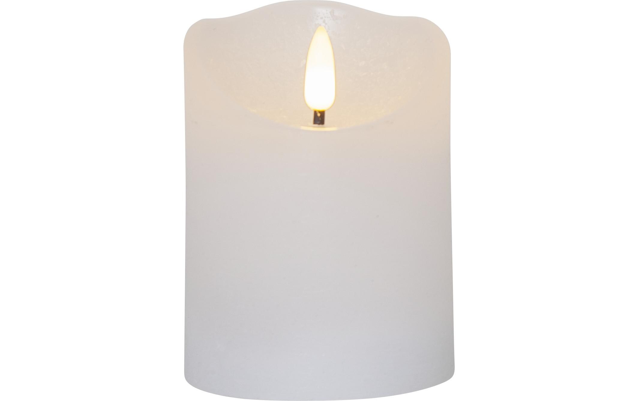 LED-Kerze Flamme Rustic, Ø 7.5 x 10 cm, WeissLED-Echtwachskerze für Innenbereich mit Timer-Funktion