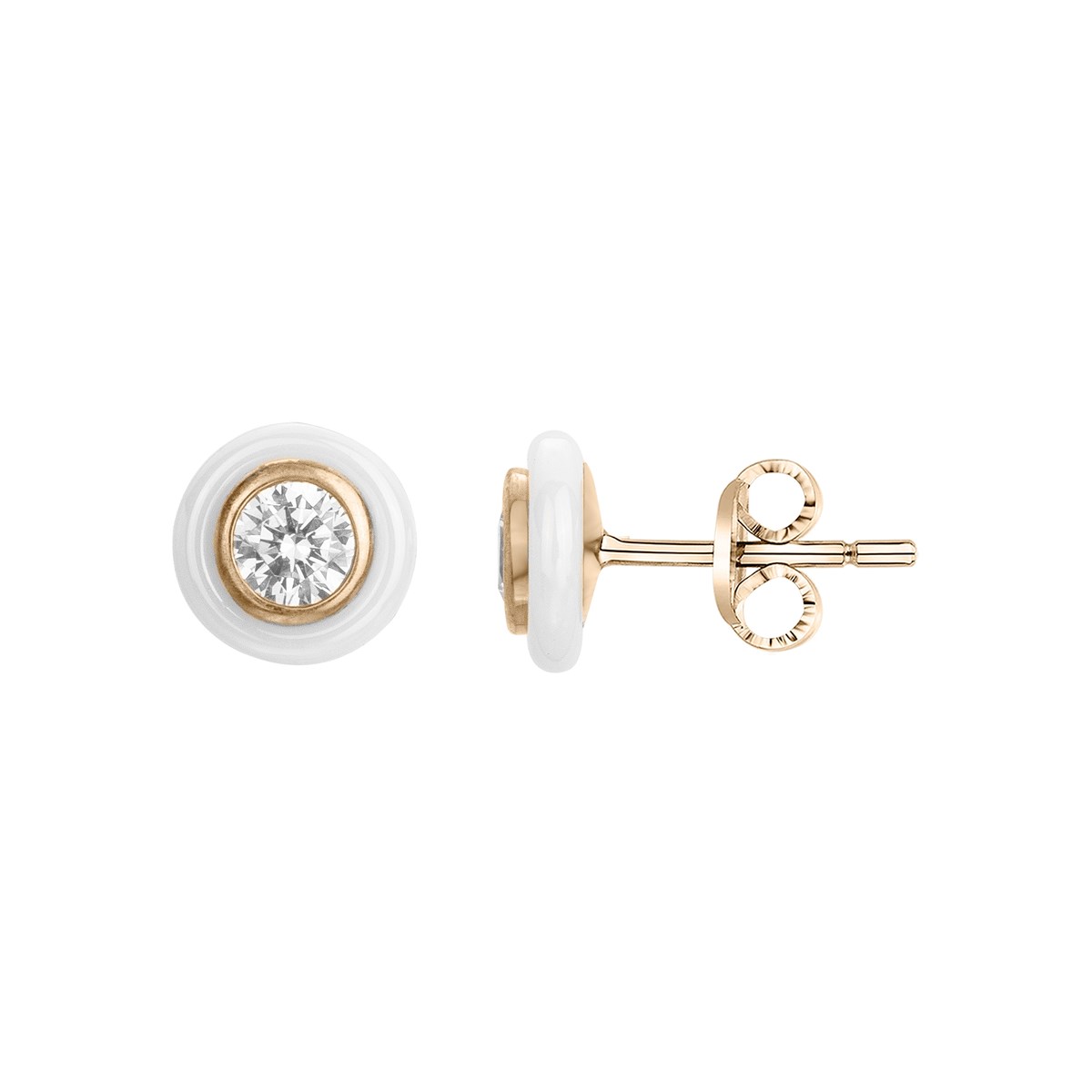 Boucles d'oreilles clous en Plaqué Or avec oxyde de zirconium blanc