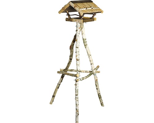 Voederhuisje van berkenhout met standaard 35 x 32 x 118 cm