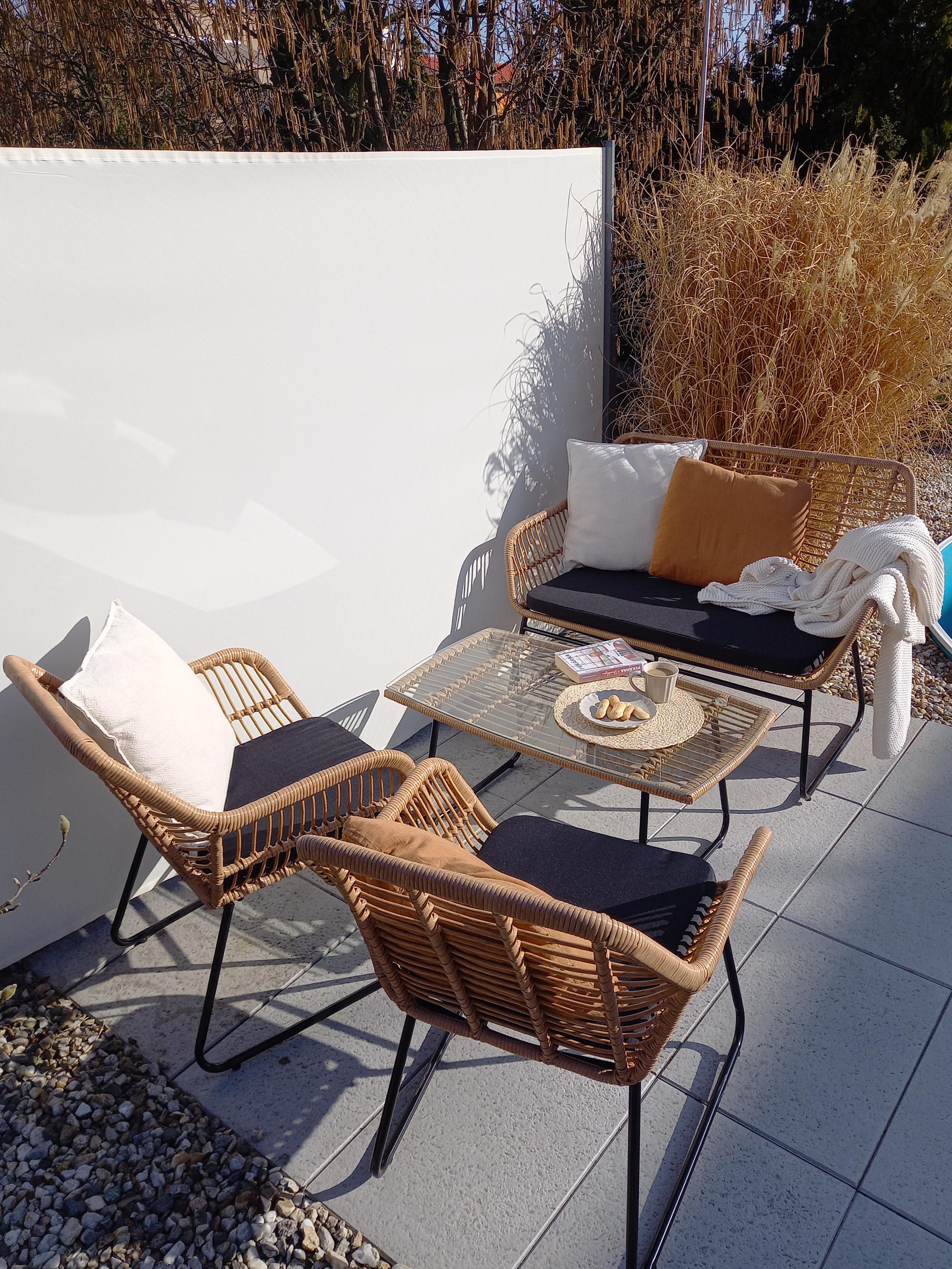 Loungeset met tafel 4-zits MINORI PE rotan Beige