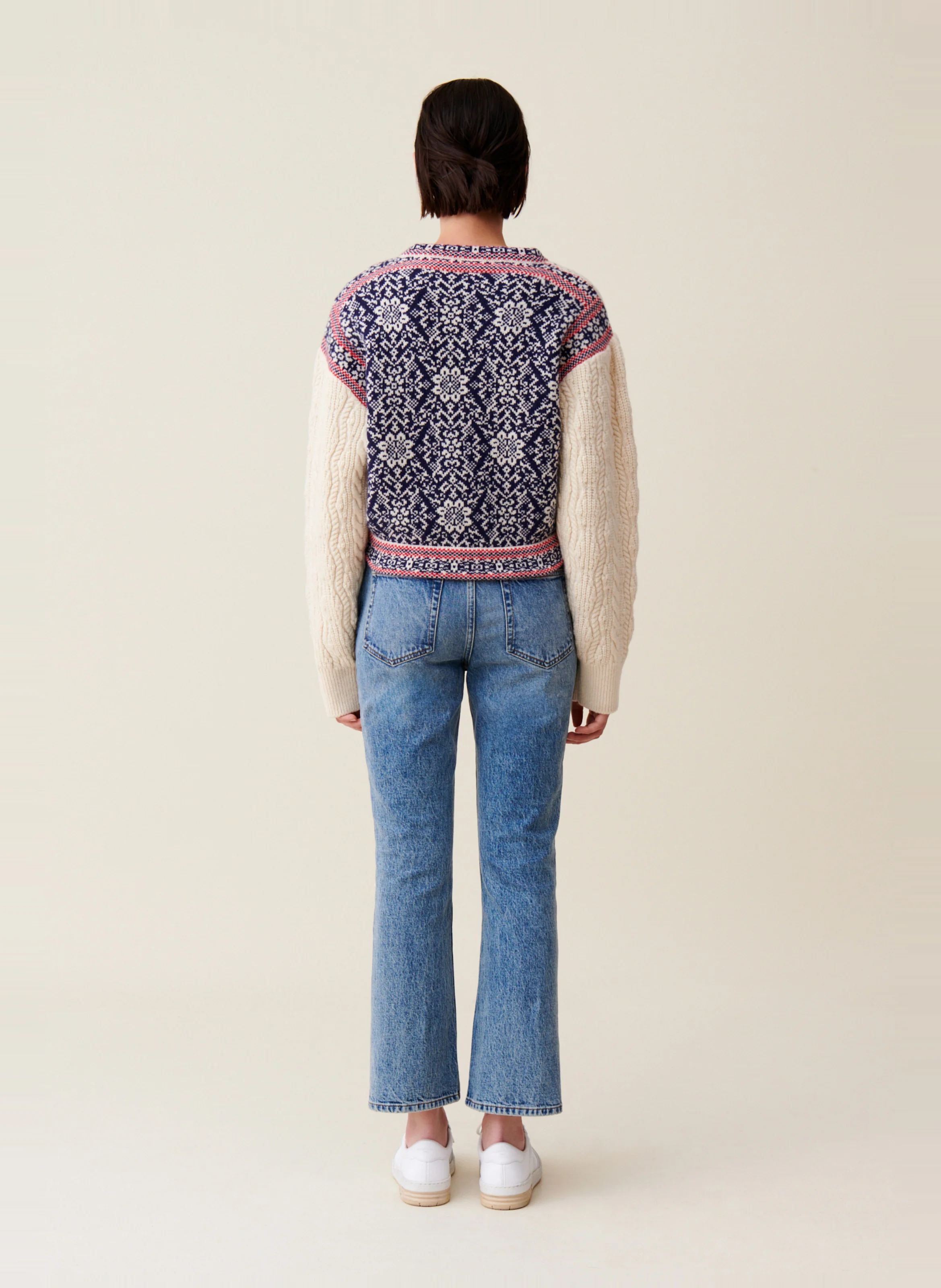 Cardigan maille torsadée en laine | Multicolore