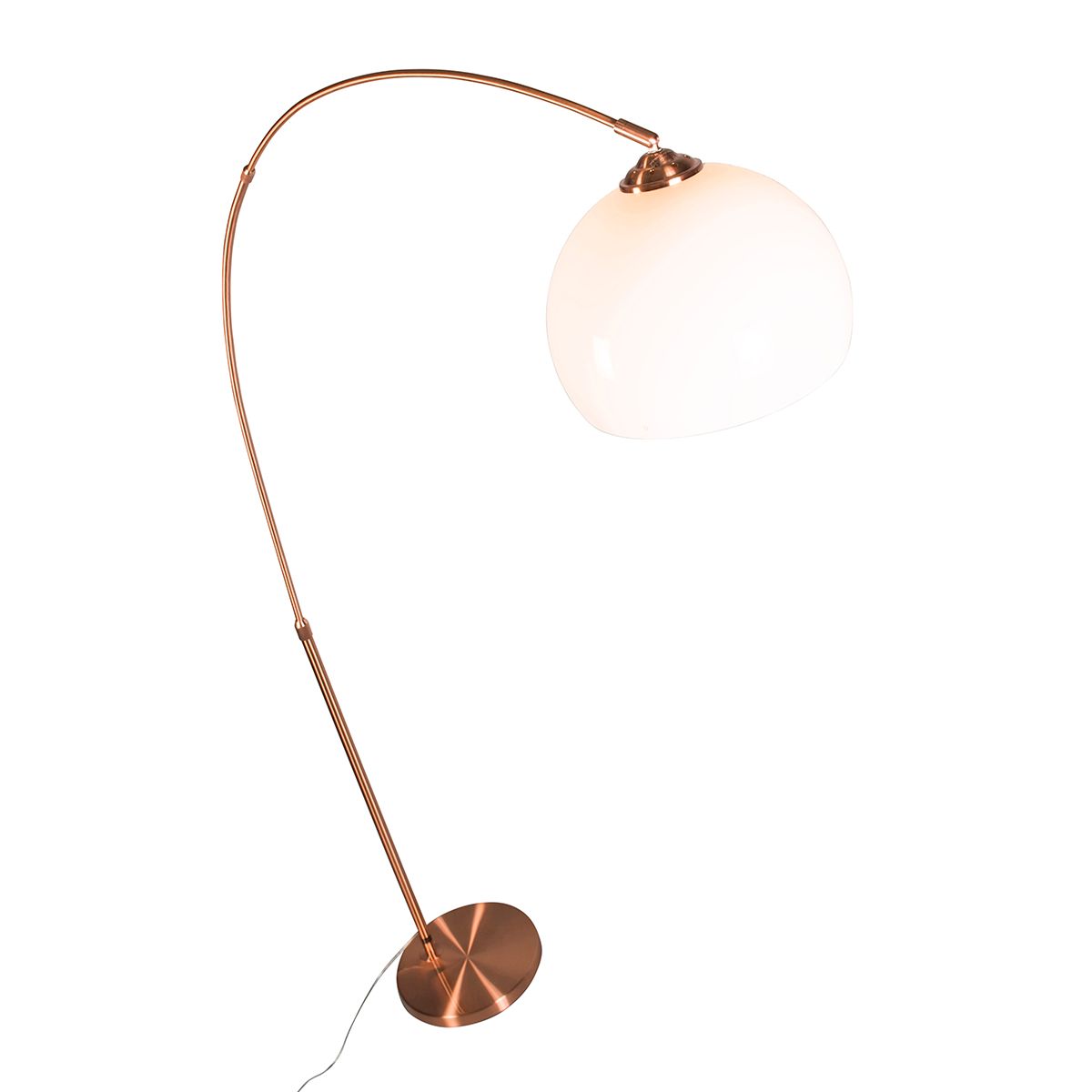 Moderne booglamp koper met witte kap - Arc Basic