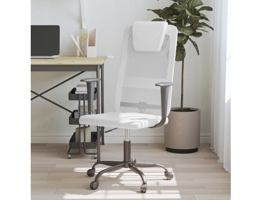 VIDAXL - Chaise de bureau blanc tissu en maille et similicuir