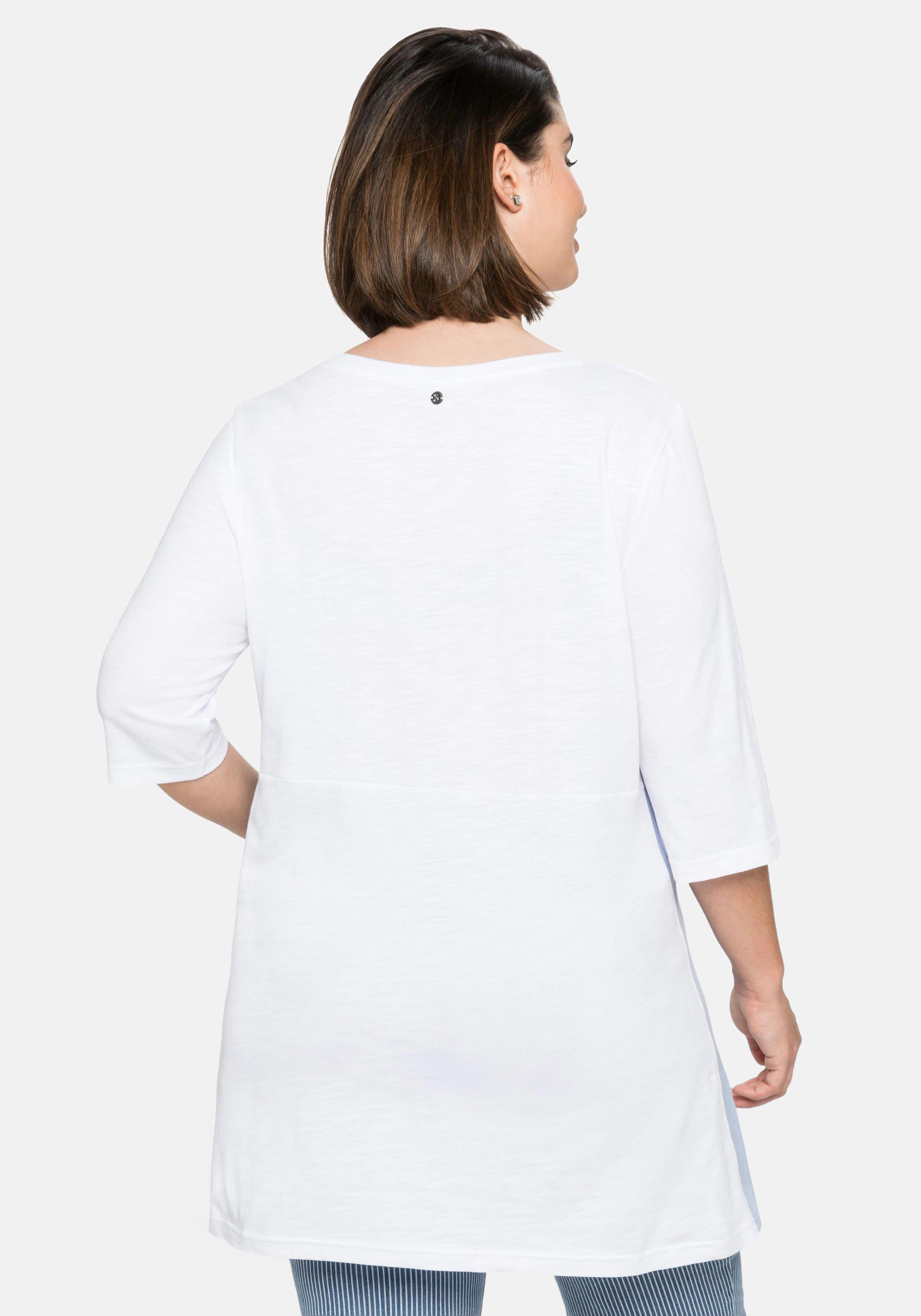 Longshirt mit 3/4-Ärmeln und Kontrasteinsätzen