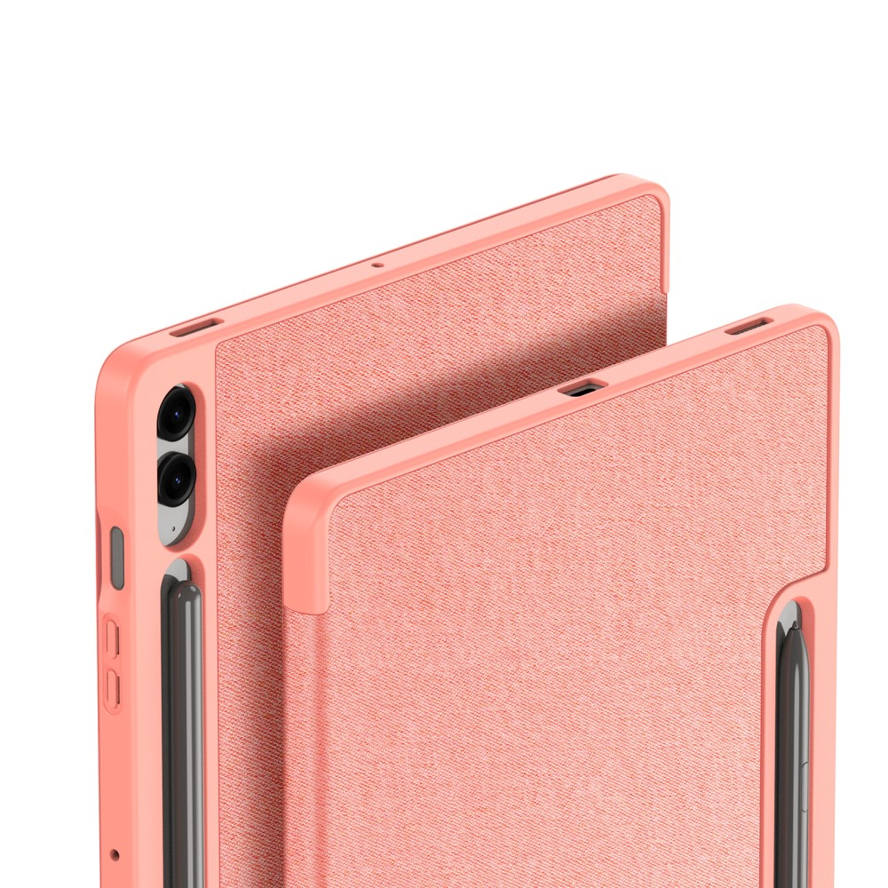 Samsung Galaxy Tab S9 FE  Plus Tasche Smart Cover Hülle Stoff Design mit S-Pen Halterung - Rosa