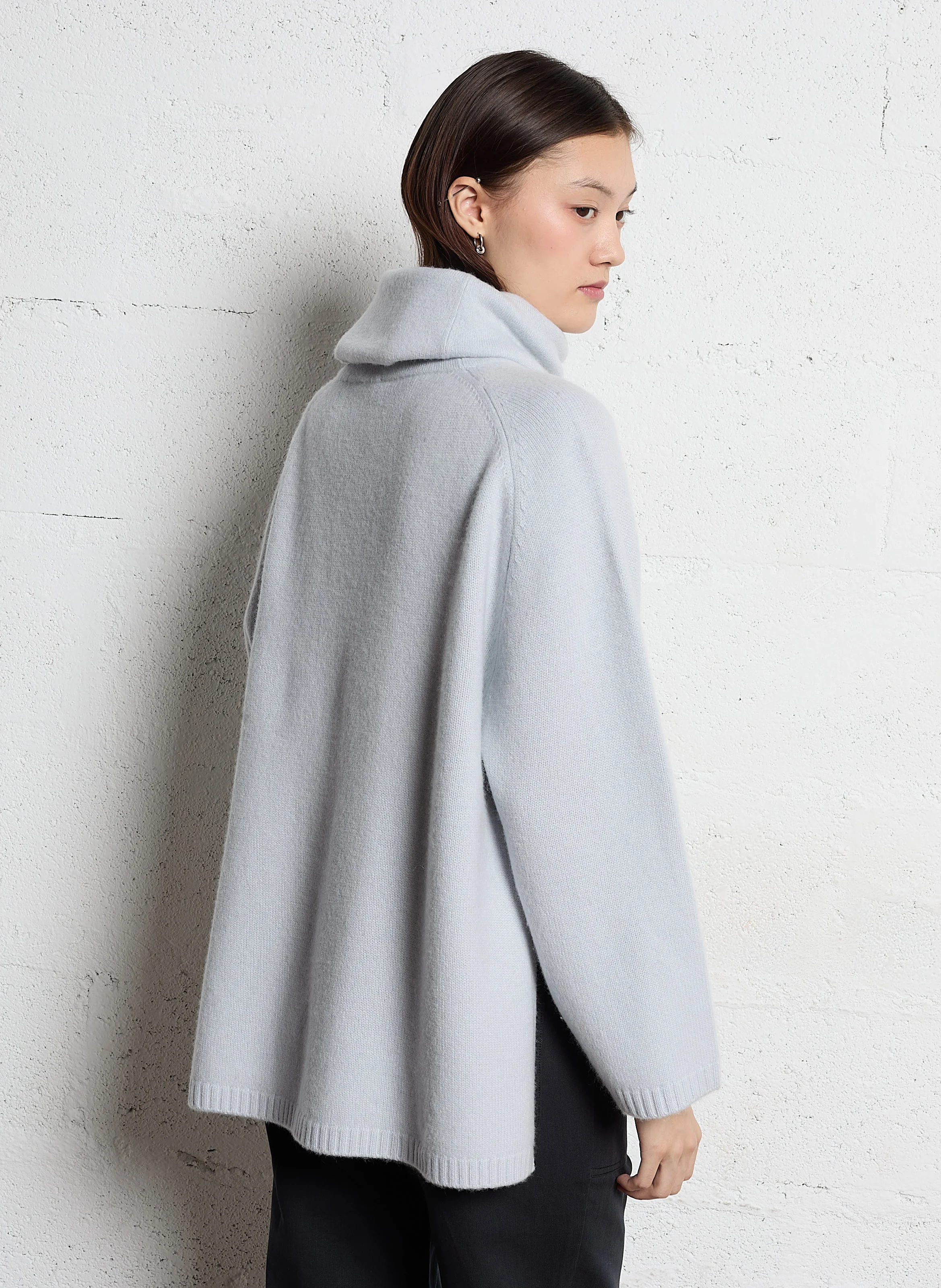 MULLER - Col roulé long en laine mérinos extrafine | Bleu