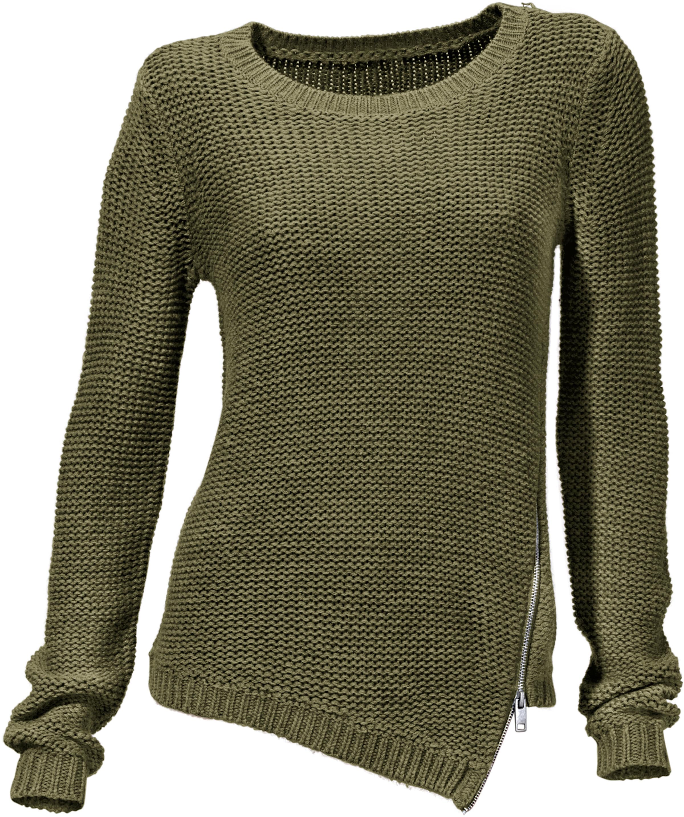 heine Rundhals-Pullover in oliv