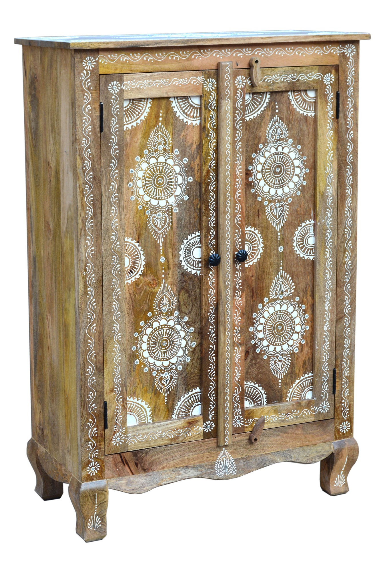Home affaire Highboard »Gullaba« Kommode, Hand bemalt, Breite/Höhe 80/120 cm