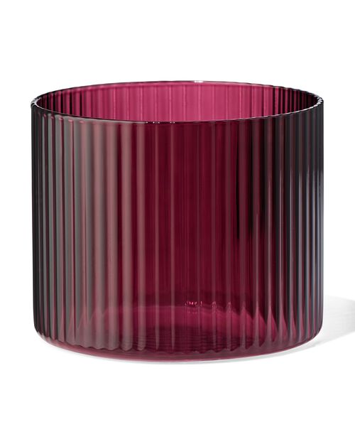 verre pour bougie parfumée S nervuré rouge foncé