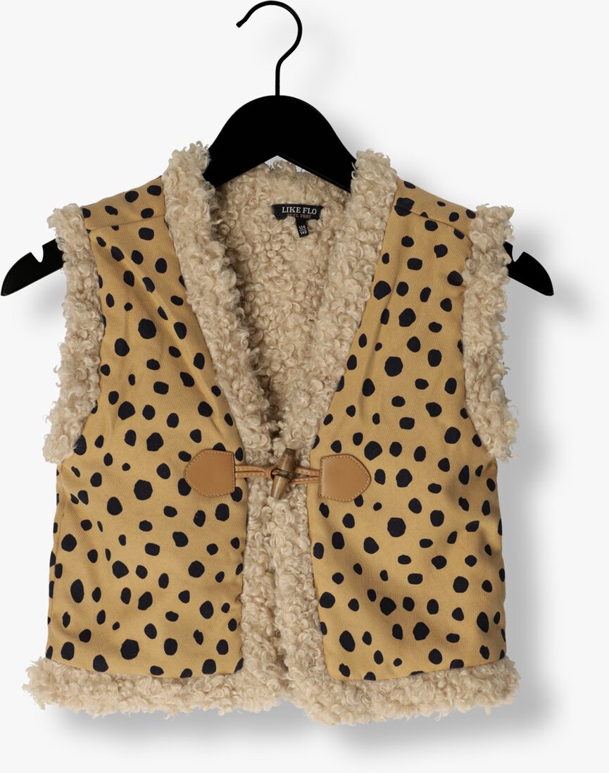 LIKE FLO beige like flo gilet reversible curly-dot fur gillet