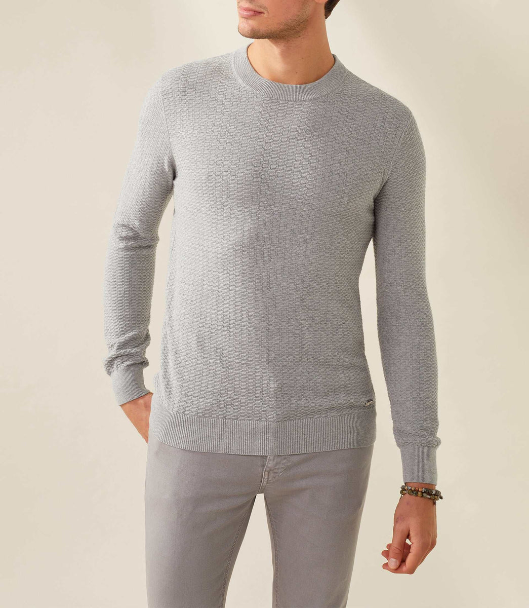 Pull col rond GRIS-CHINE
