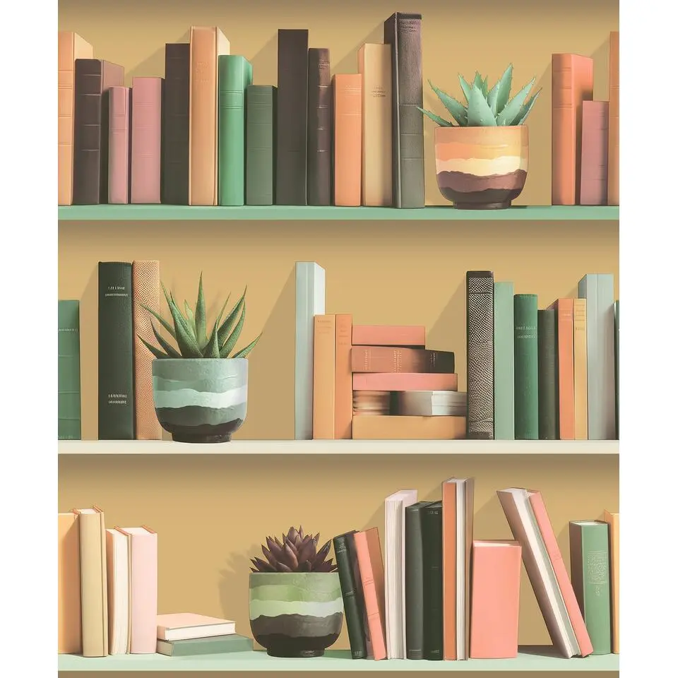 Dutch Wallcoverings Vliesbehang Artifice boeken/planken - geel - 10,05m x 53cm