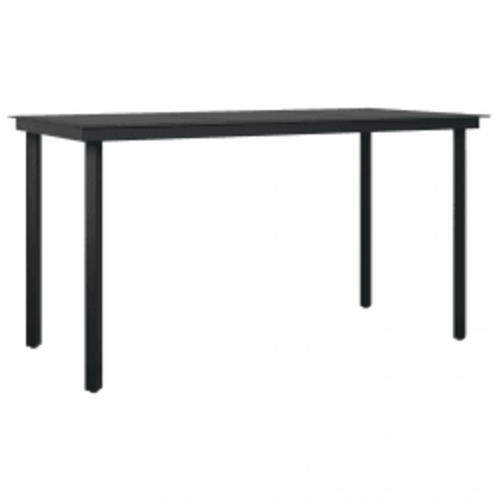 Ensemble de salle à manger de jardin meuble extérieur avec coussins 5 pièces noir