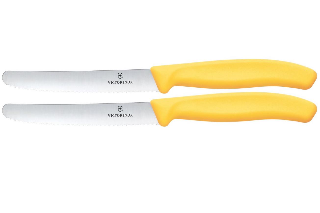 Victorinox Swiss Classic 6.7838.2C1 Tomato & Table Knife, Wavy, Yellow, set van 2 tomatenmessen